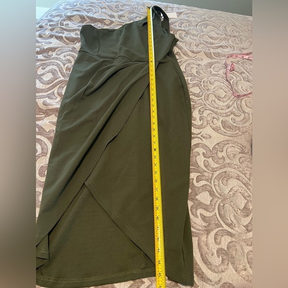 Royal Matrix Green Women's Sexy One Shoulder Cutout Ruched Bodycon Dress - Picture 10 of 11